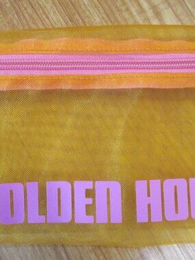 Golden Hour zippered mesh orange and pink make-up bag